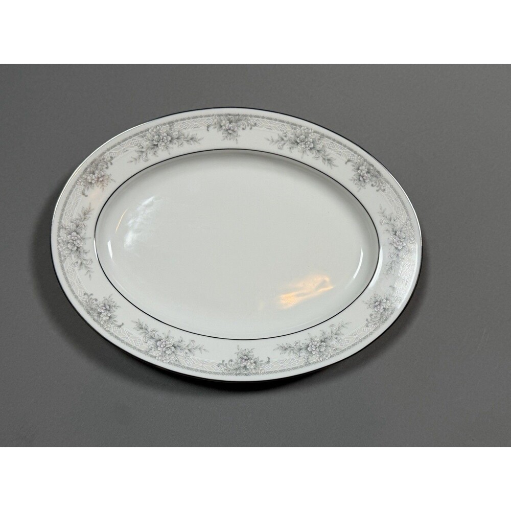 Noritake Legendary Sweet Leilani 3482 11.5” Oval Serving Platter Floral Platinum